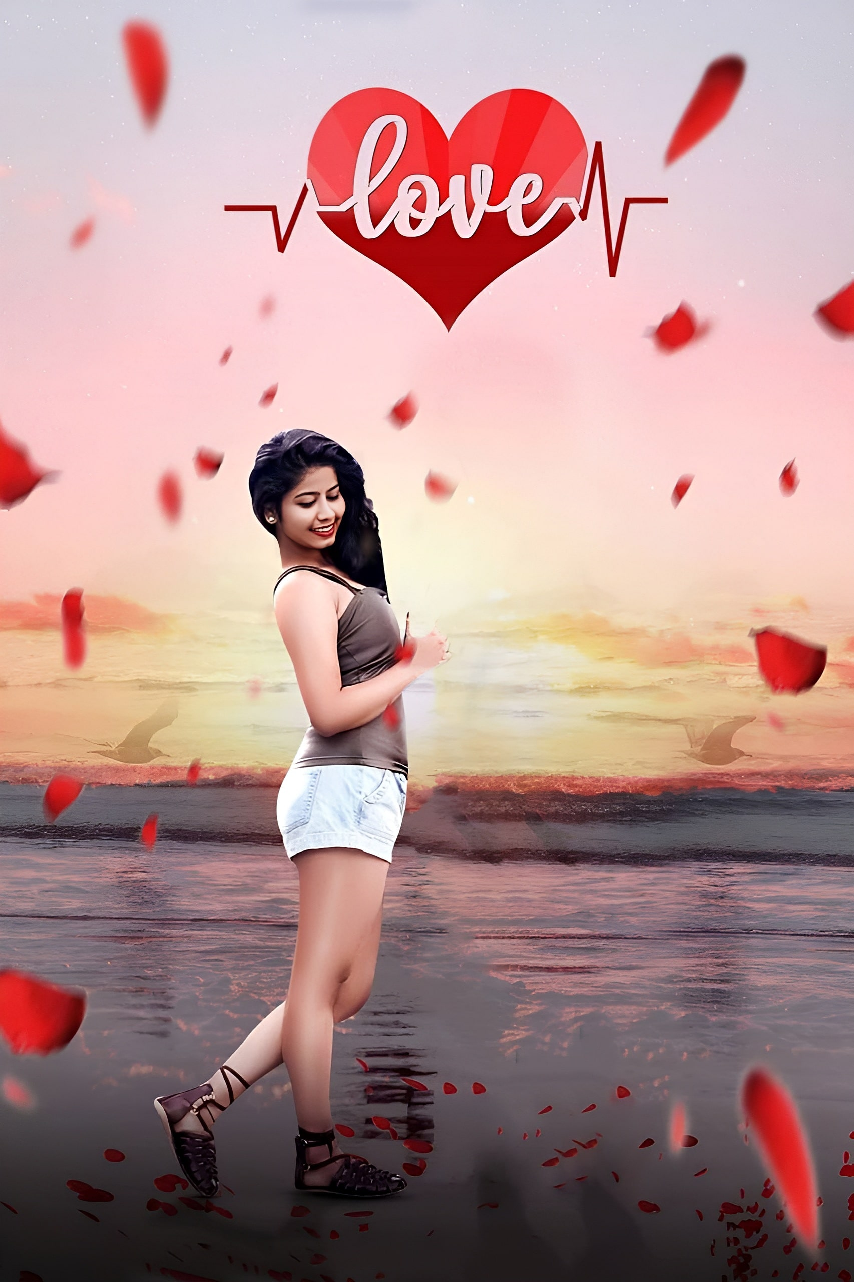 Love Rose Girl Photo Editing Background 