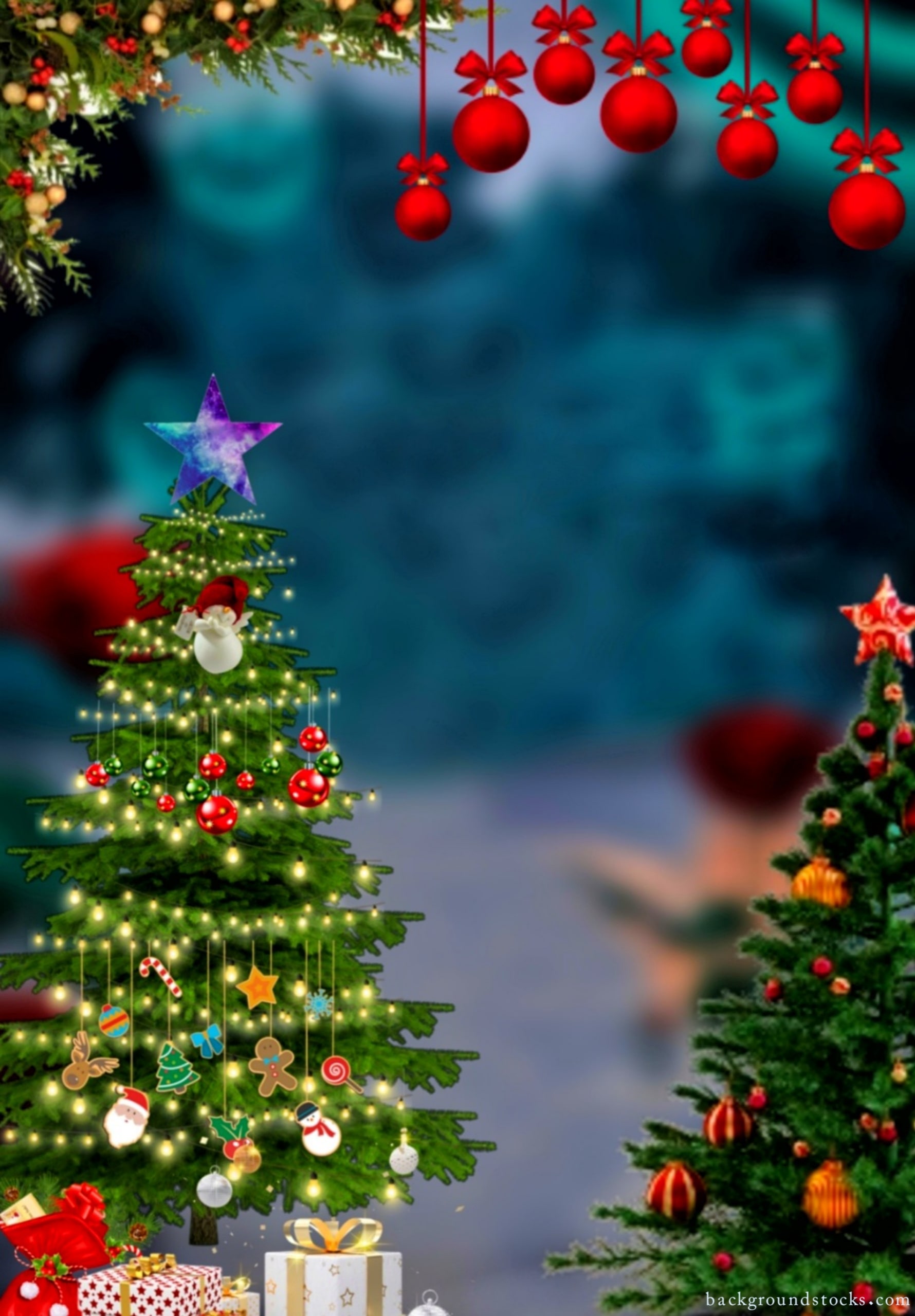 New HD Merry Christmas Tree Background 